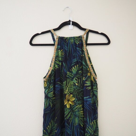 America & Beyond Tropical Palm Leaf Sleeveless Double Slit Beach Dress sz xs - Picture 10 of 10